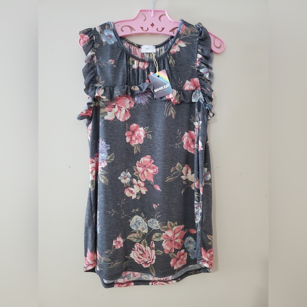 Floral Ruffle Sleeve Tank Top